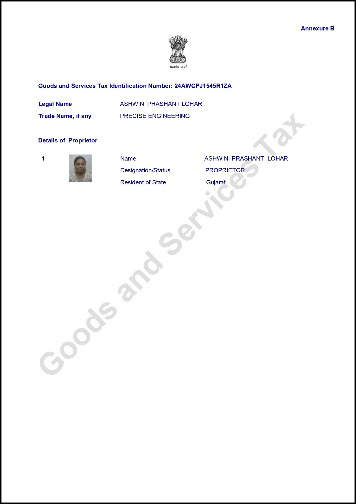 GST Certificate Page 3